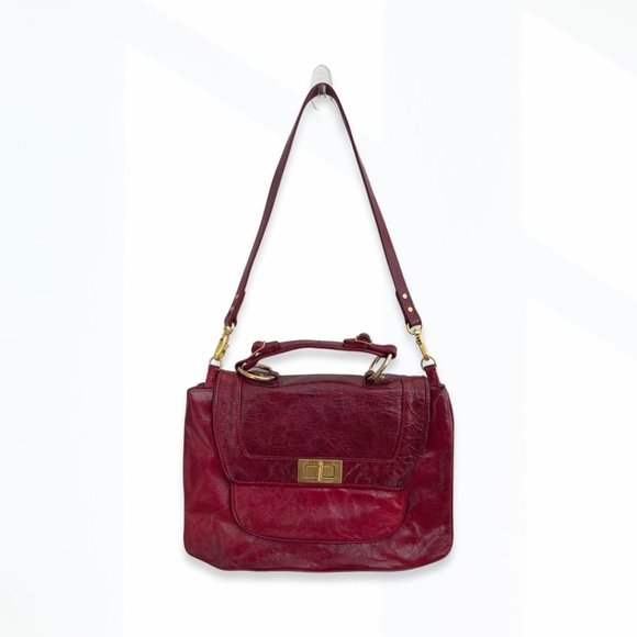 Rebecca Minkoff Briefcase Style Distressed Red Leather Shoulder or Handheld Bag - Picture 2 of 16